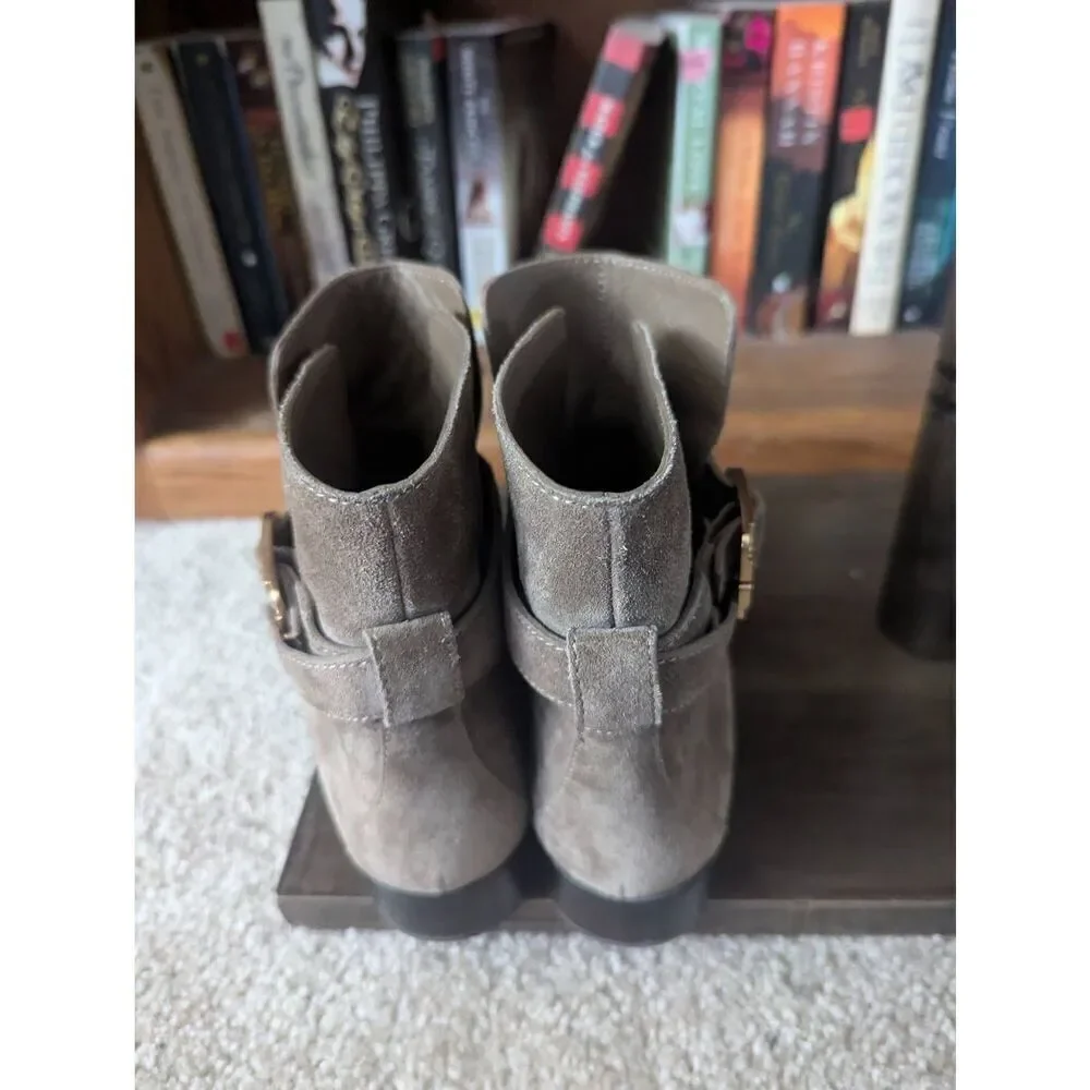 Tory Burch BROOKE Tan Suede Leather Booties Boots River Rock Women’s 7.5M